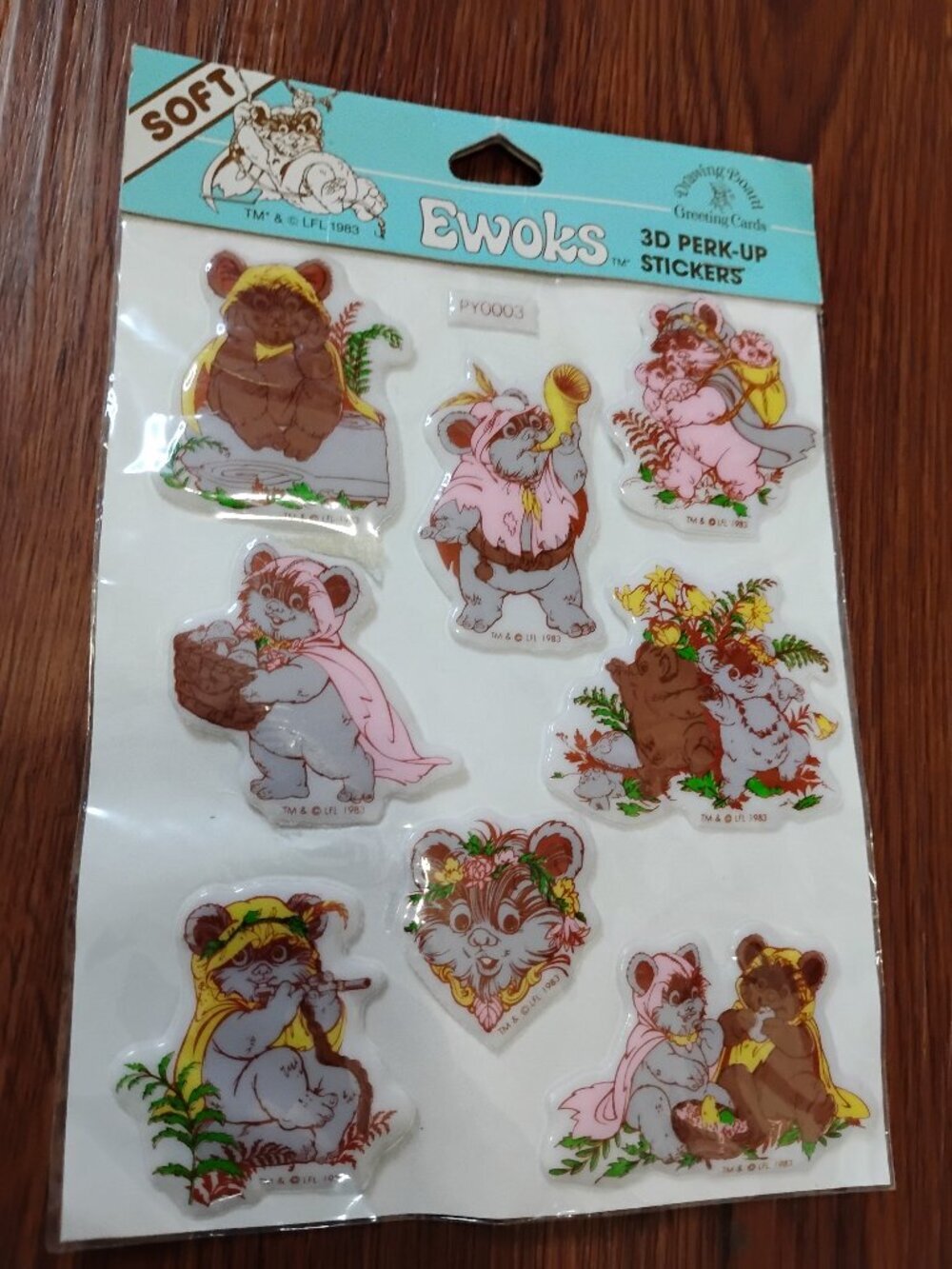NOS Deadstock Vintage 80s Ewoks Soft 3D Perk-Up Stickers